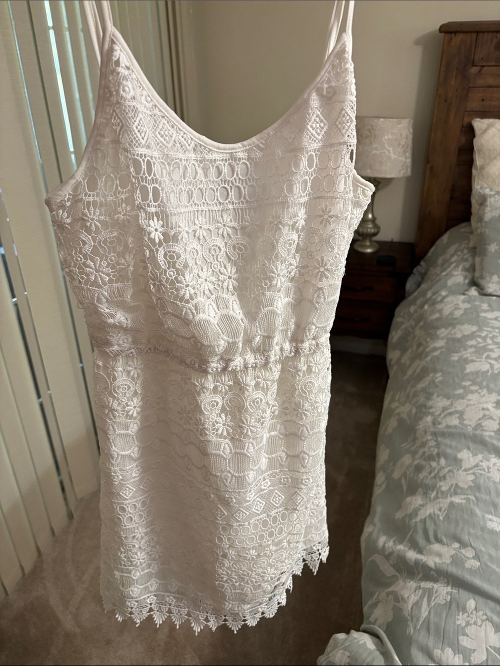 Divided White Lace Mini Dress
